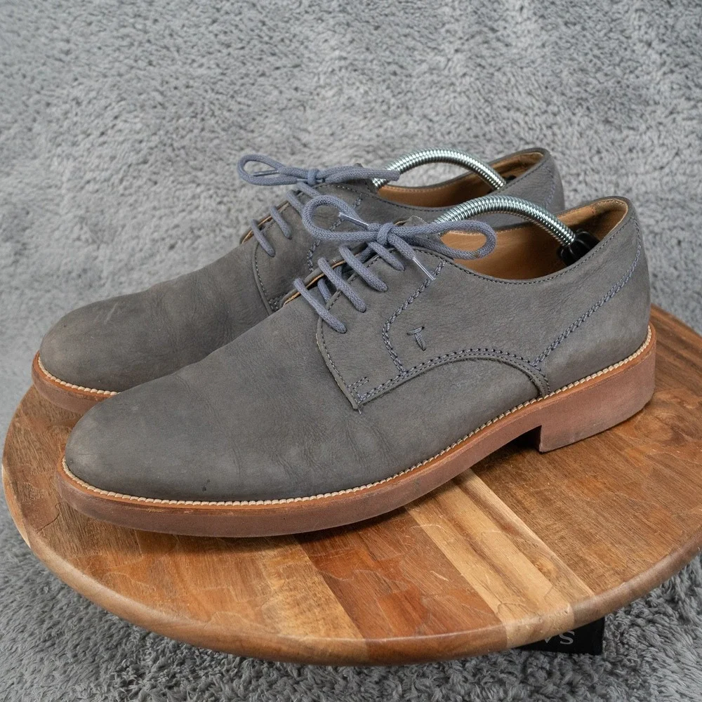 Tod's Men's Leather Derby Shoes US 10 Blue Gommino Plain Toe Italy